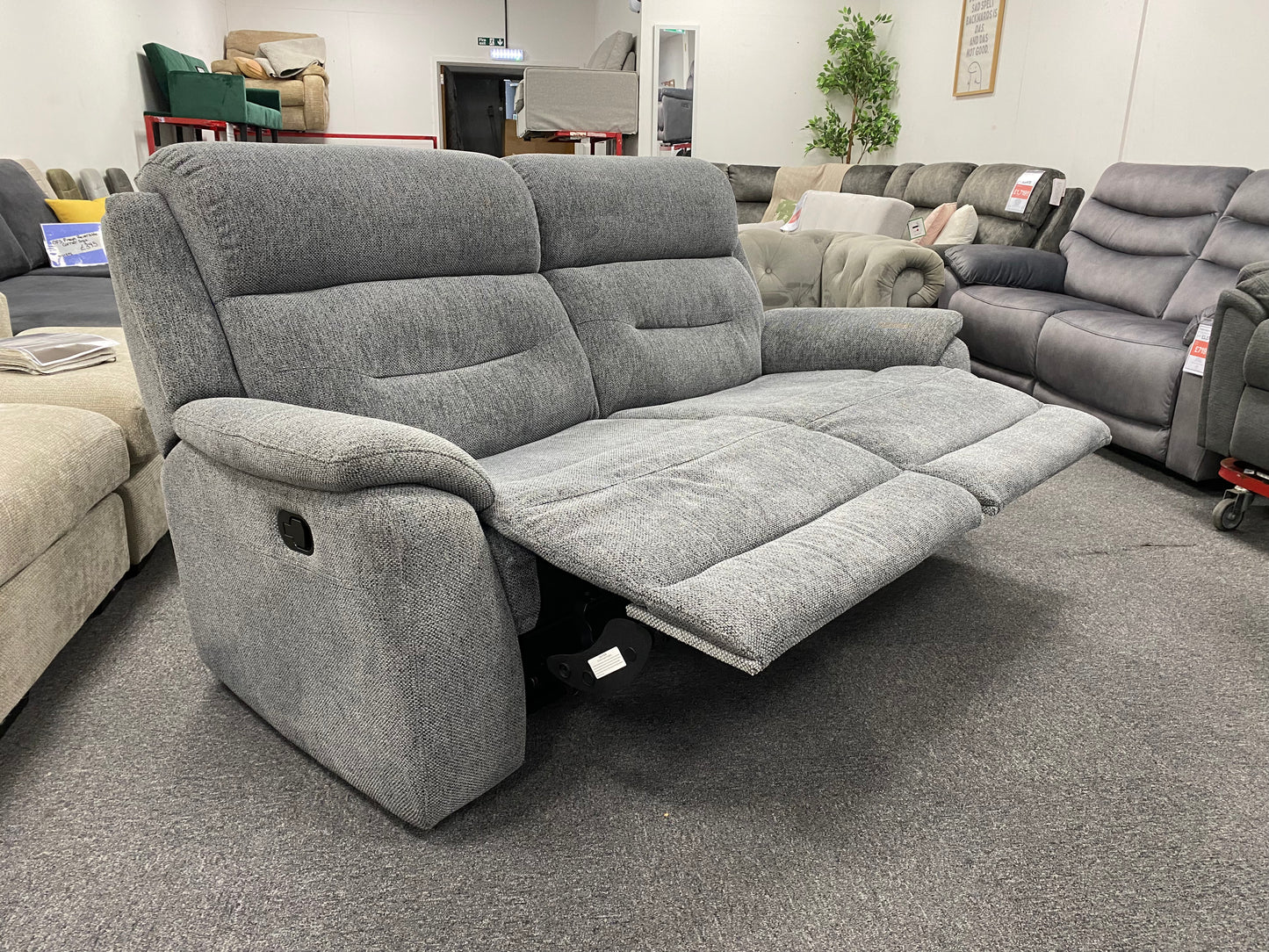 Grey Manual 3-Seater Recliner #U1377