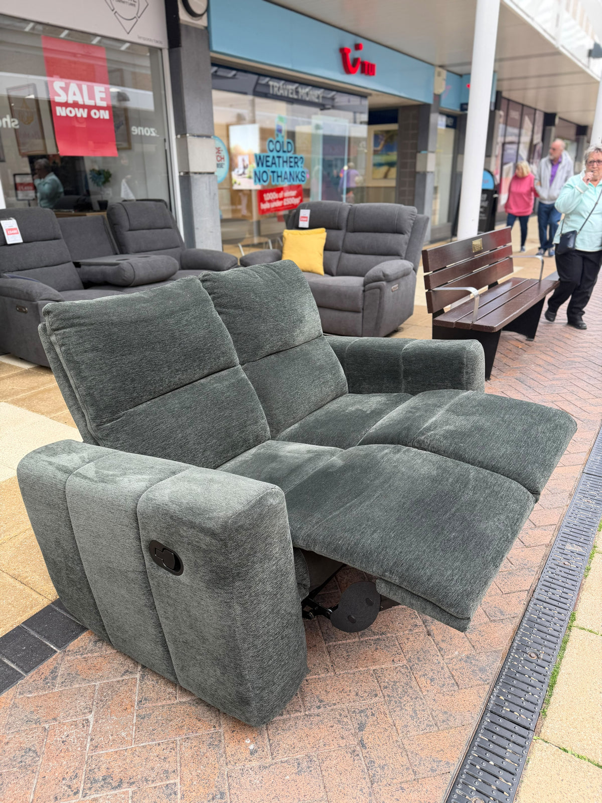 Dark Green Manual 2 seater Recliner Sofa #U1370
