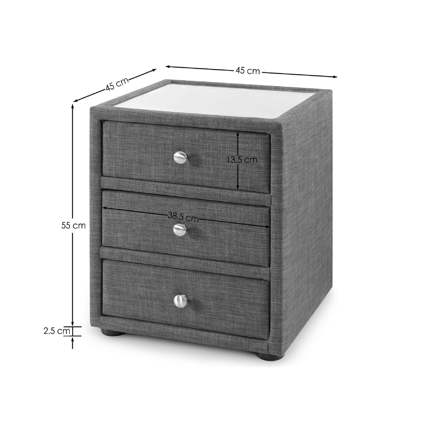 Sorrento 3 Drawer Bedside