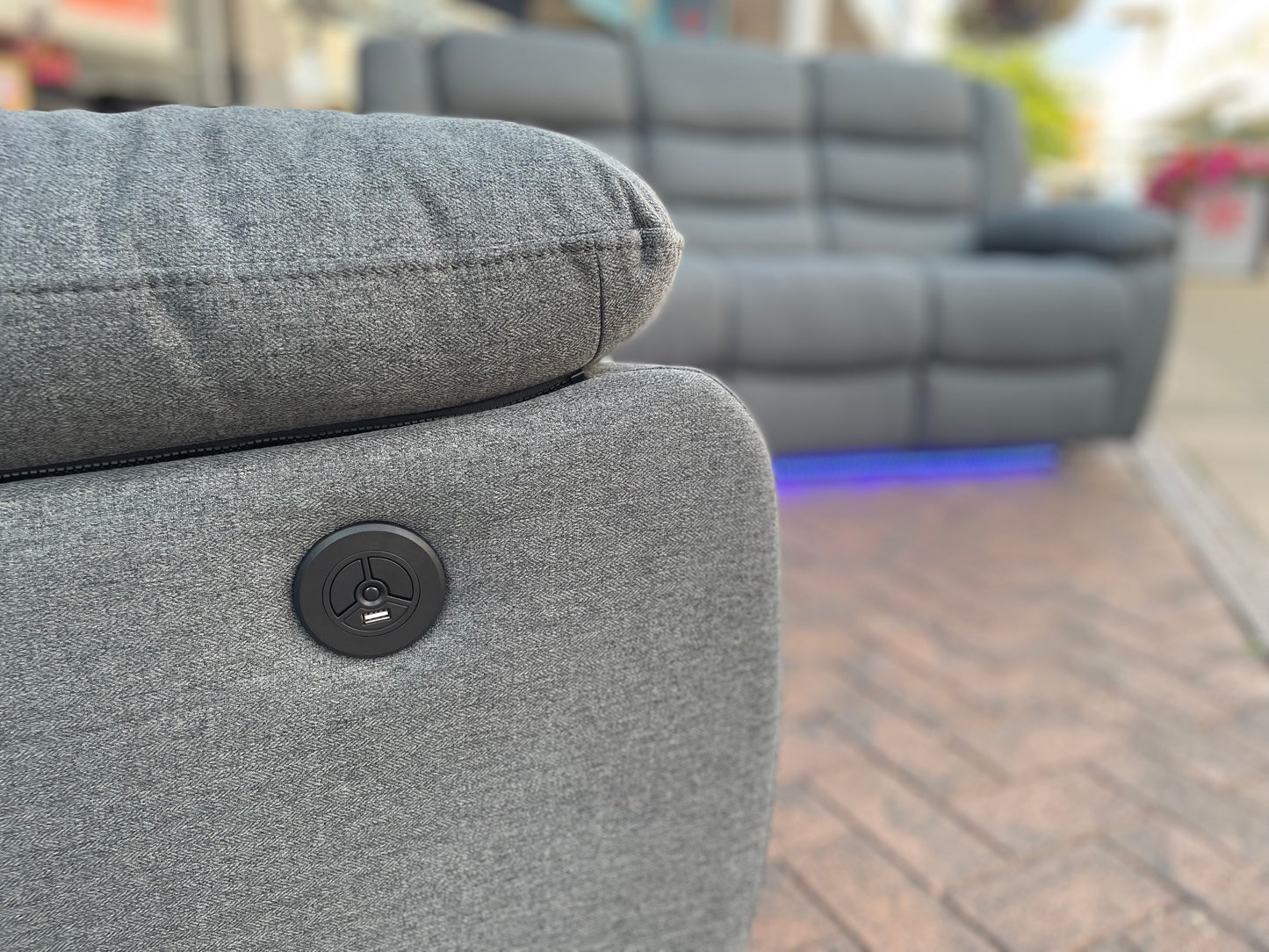 Barry Pro Electric Recliner 3+2 Seater Suite - Grey Fabric