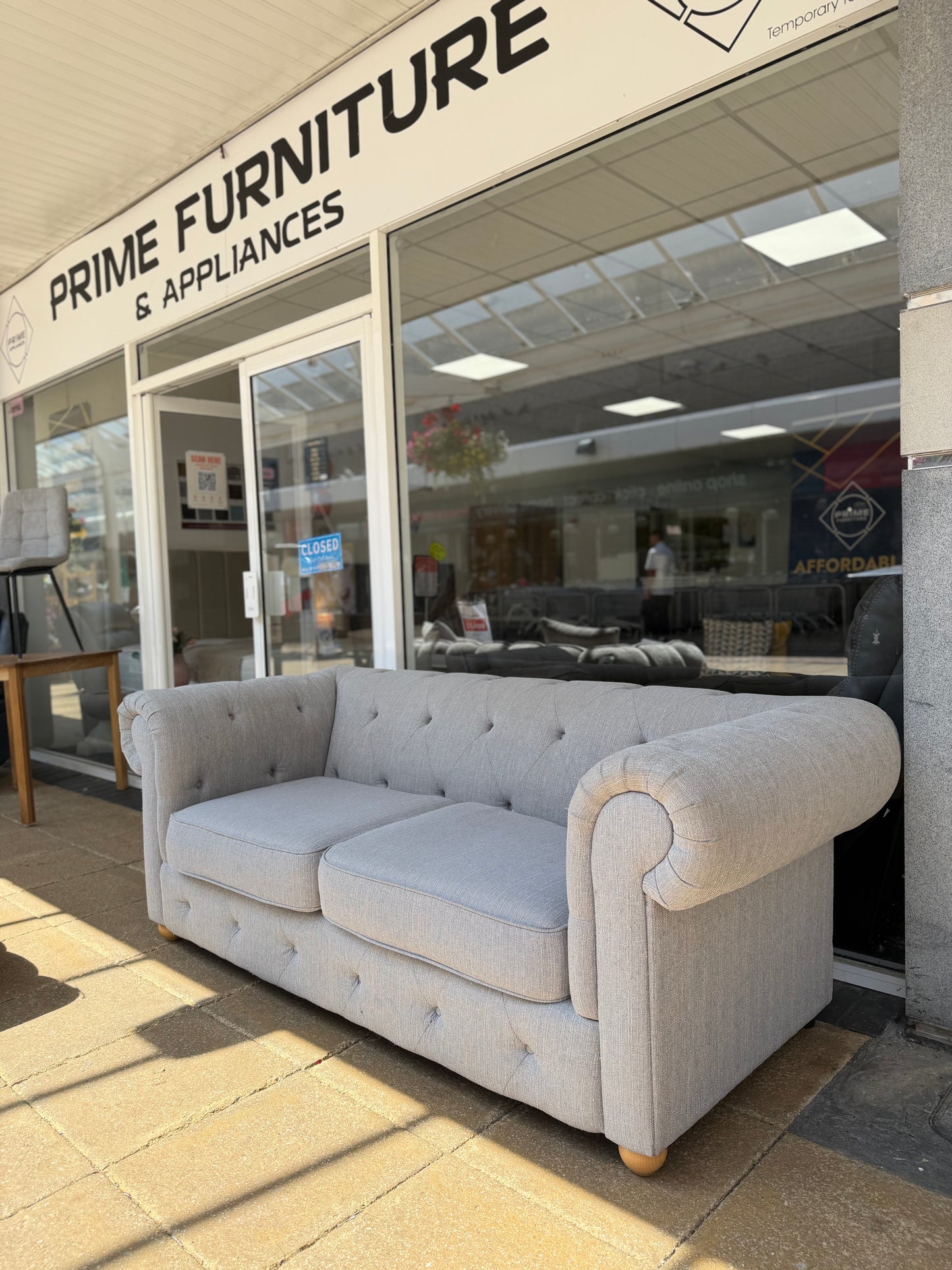 Grey Fabric Chesterfield Sofa #U1315