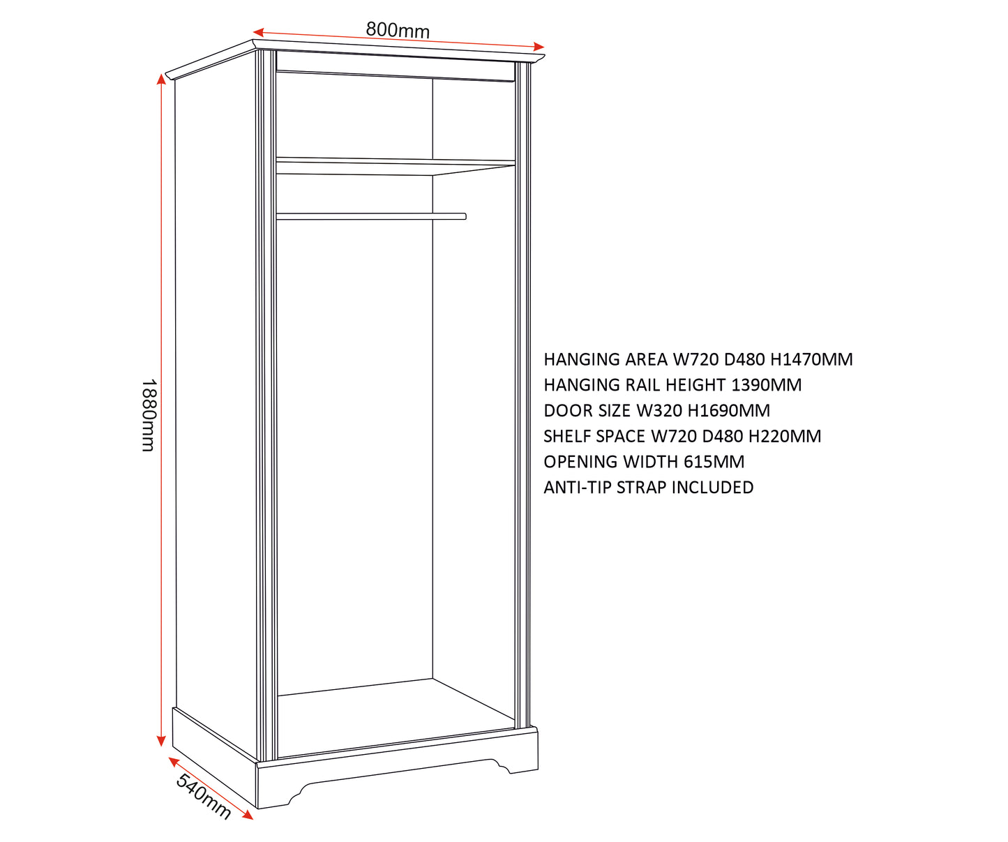 Stratford 2 Door Wardrobe