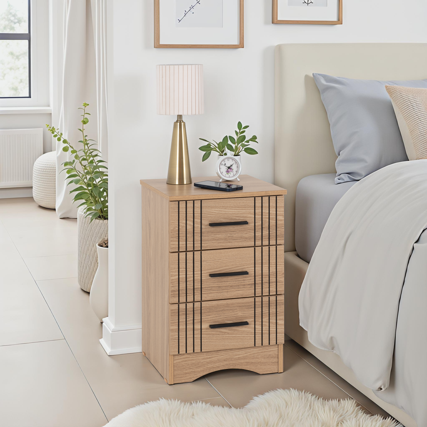 Tessa 3 Drawer Bedside