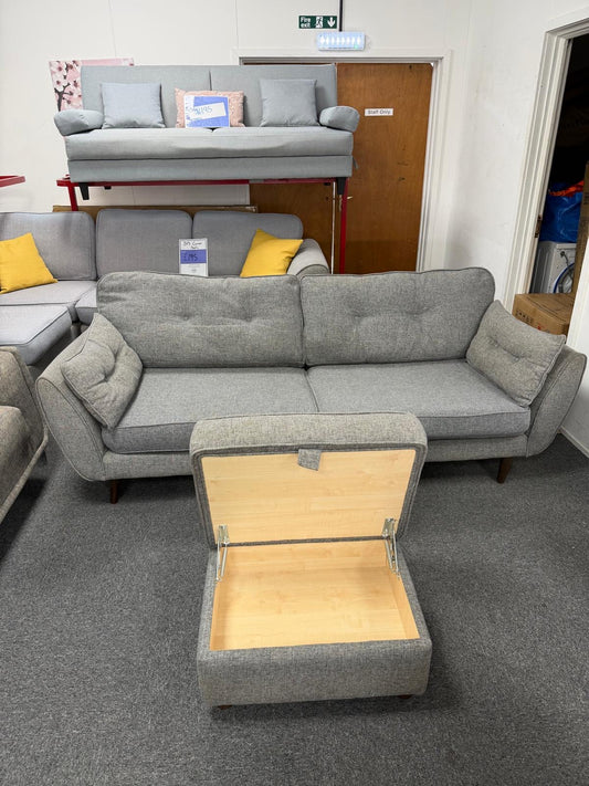 DFS Zinc Fcuk 3 Seater Sofa with Ottoman Footstall #U1309