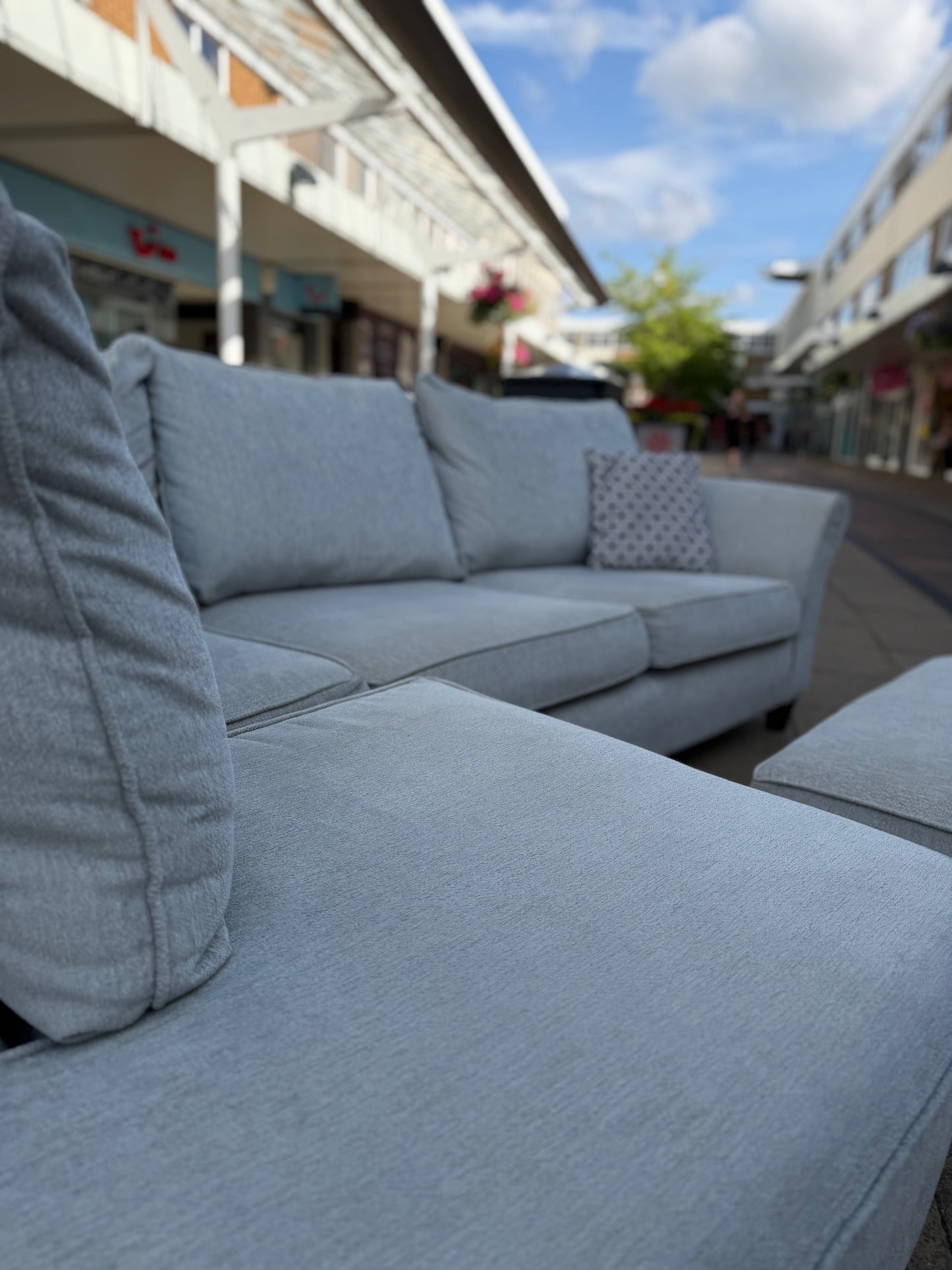 SCS Grey Corner Sofa with Footstool #U1360