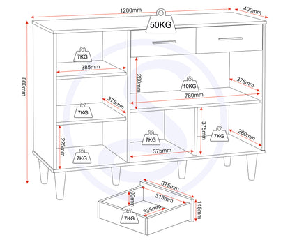 Tessa 3 Door 2 Drawer Sideboard