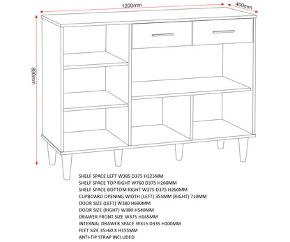 Tessa 3 Door 2 Drawer Sideboard