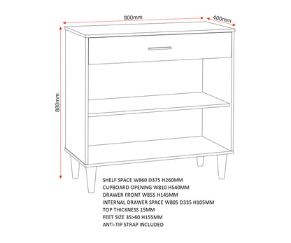 Tessa 2 Door 1 Drawer Sideboard