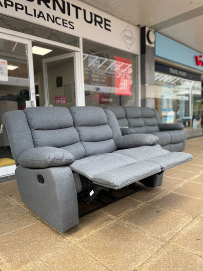 Barry Lux Recliner 2 Seater - Grey Fabric