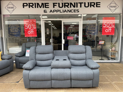 Barry Lux Recliner 3 Seater - Grey Fabric