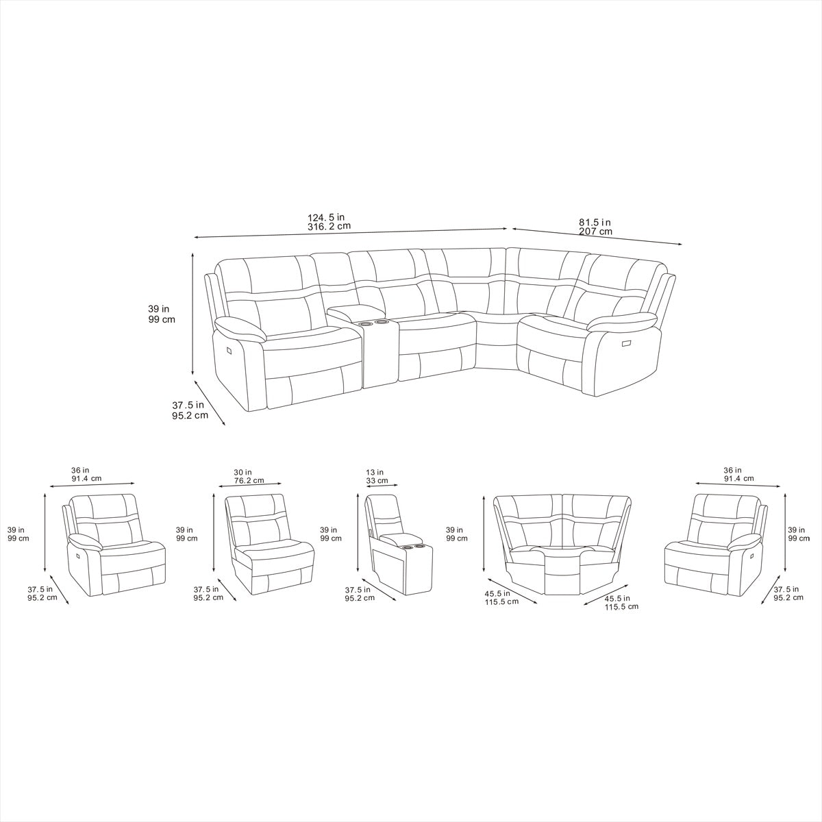 Jackson Modular Power Recliner Corner Sofa