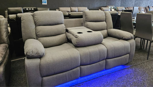 Barry Pro Electric Recliner 3 Seater - Grey Fabric