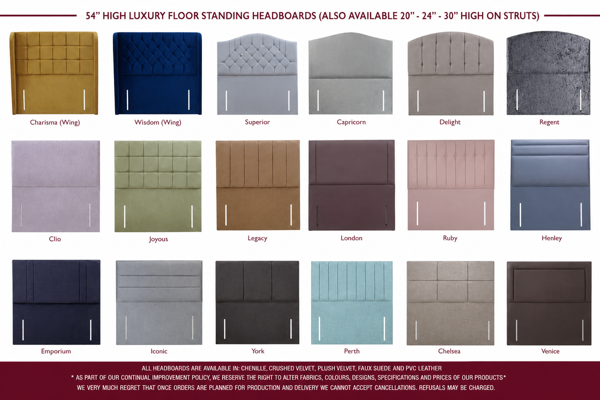 Ottoman Full Bed Set with 54” Headboard & 1000 Pocket Sprung Memory Foam Mattress