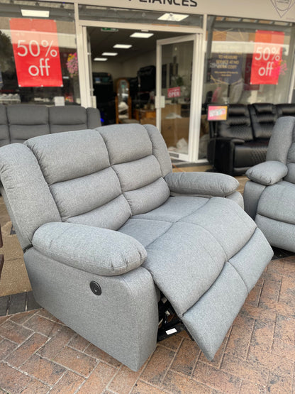 Barry Pro Electric Recliner 3+2 Seater Suite - Grey Fabric