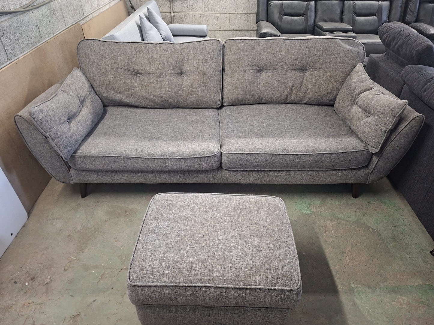 DFS Zinc Fcuk 3 Seater Sofa with Ottoman Footstall #U1309