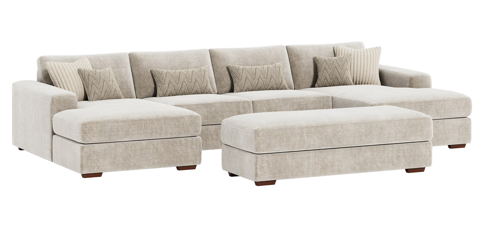 Henley U-Shape Modular Sofa with Footstool - Violet Stone