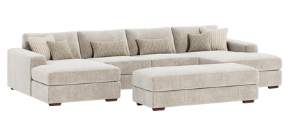 Henley U-Shape Modular Sofa with Footstool - Violet Stone