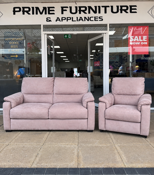 DFS Pink 2 Seater & Power Recliner Armchair Sofa Suite #U1327