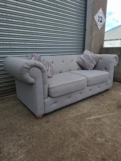 Grey Fabric 2 Seater Chesterfield Sofa #U1315