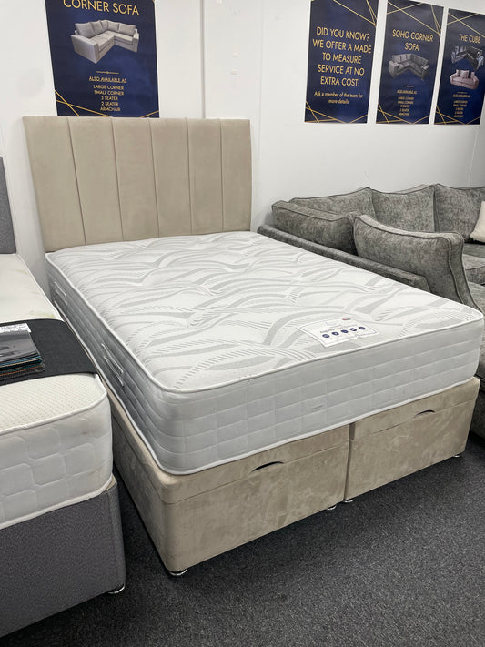 Ottoman Full Bed Set with 54” Headboard & 1000 Pocket Sprung Memory Foam Mattress