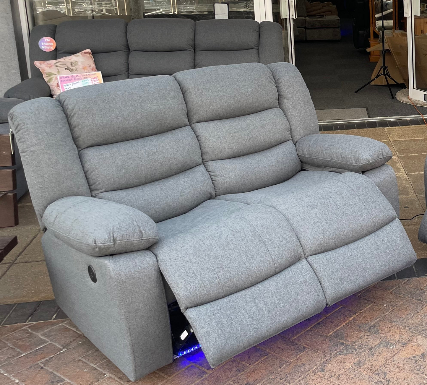 Barry Pro Electric Recliner 2 Seater - Grey Fabric