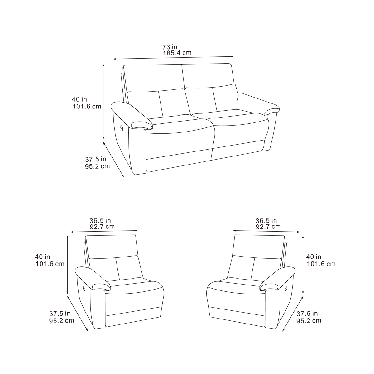 Klint 3-Seater Power Recliner Sofa