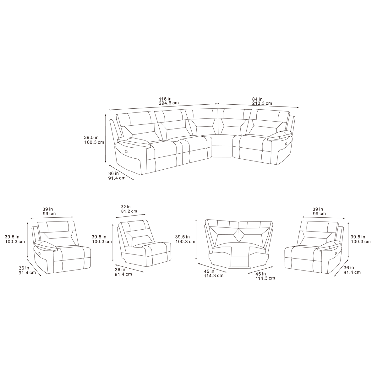 Lucca Universal Power Recliner Corner Sofa