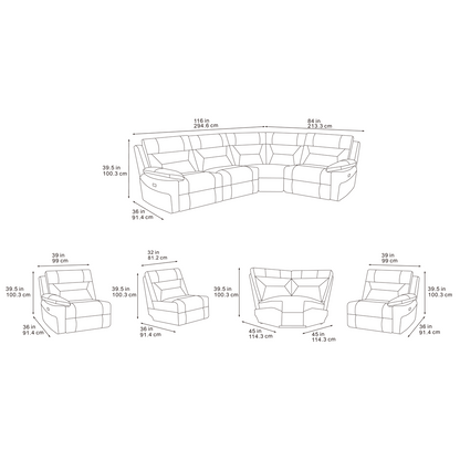 Lucca Universal Power Recliner Corner Sofa