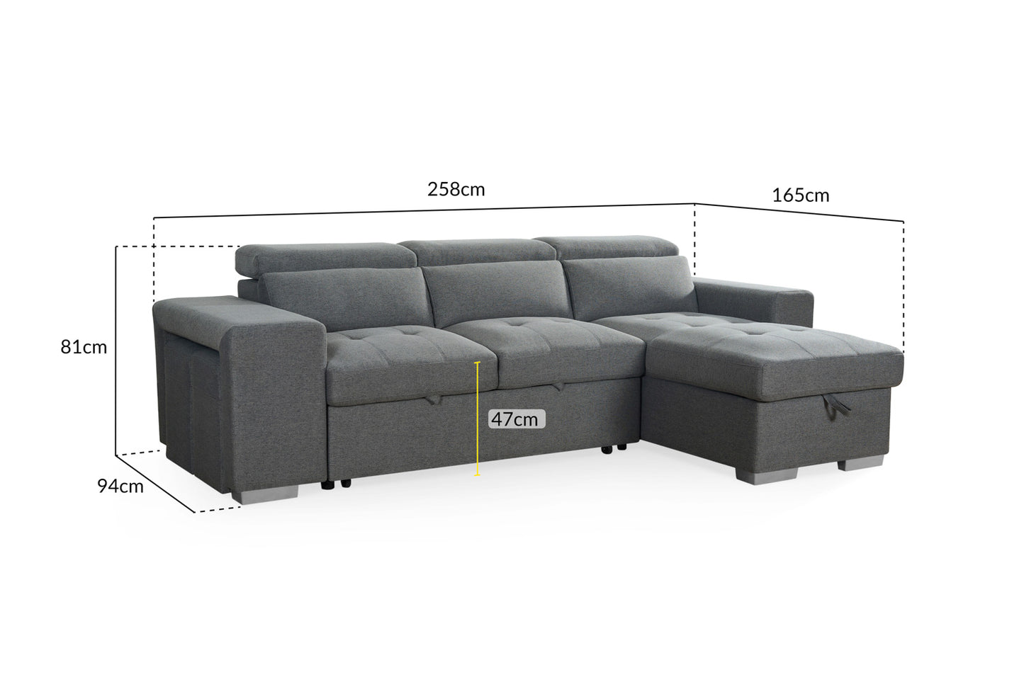 Arizona Grey Universal Corner Sofabed