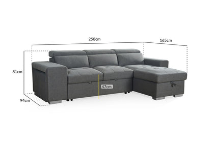 Arizona Grey Universal Corner Sofabed