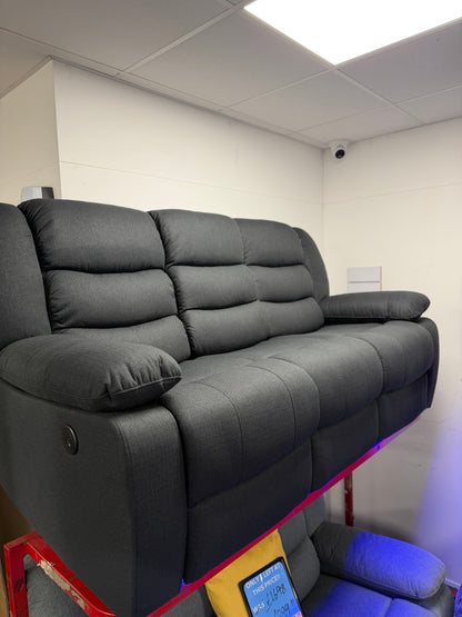 Barry Pro Electric Recliner 3 Seater - Grey Fabric