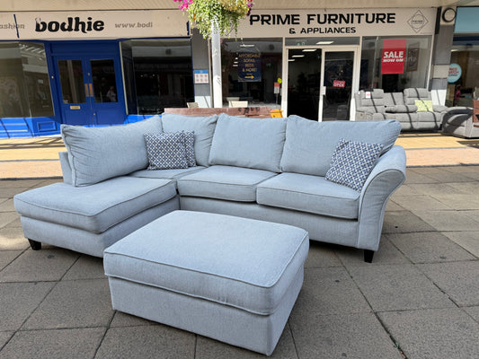 SCS Grey Corner Sofa with Footstool #U1360