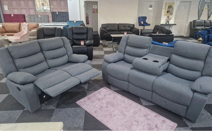 Barry Lux Recliner 2 Seater - Grey Fabric