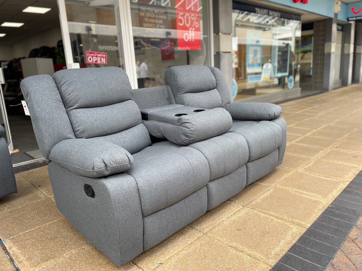 Barry Lux Recliner 3 Seater - Grey Fabric
