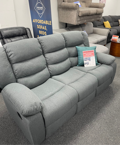 Barry Lux Recliner 3 Seater - Grey Fabric