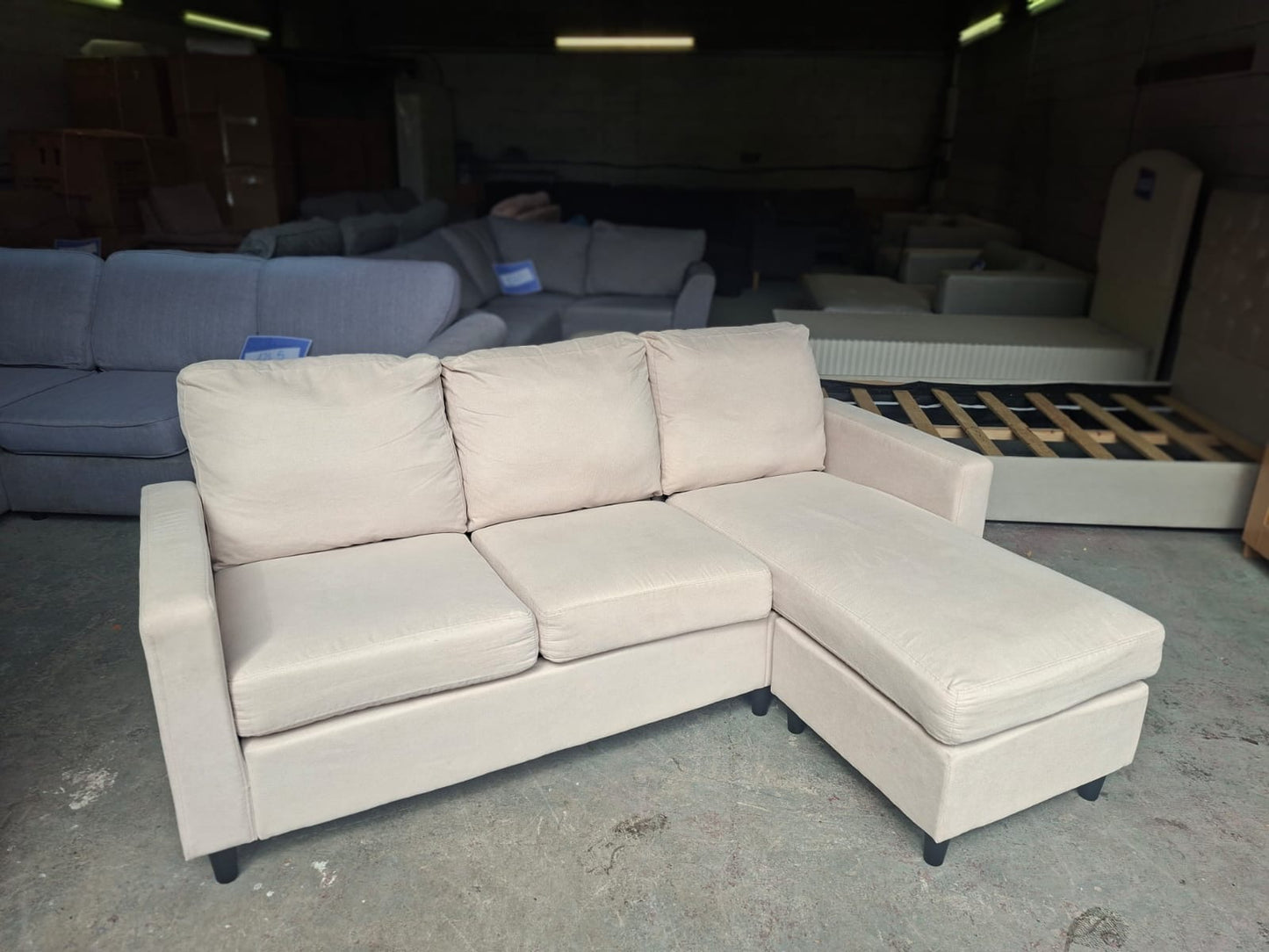 Beige 3-seater Chaise Sofa #U1337
