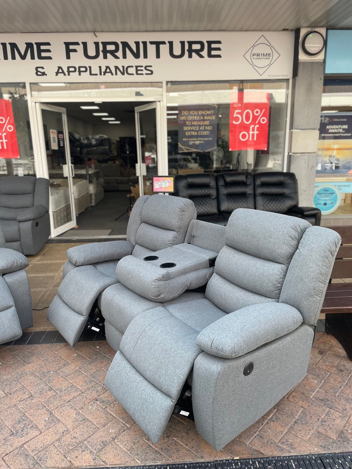 Barry Pro Electric Recliner 3+2 Seater Suite - Grey Fabric