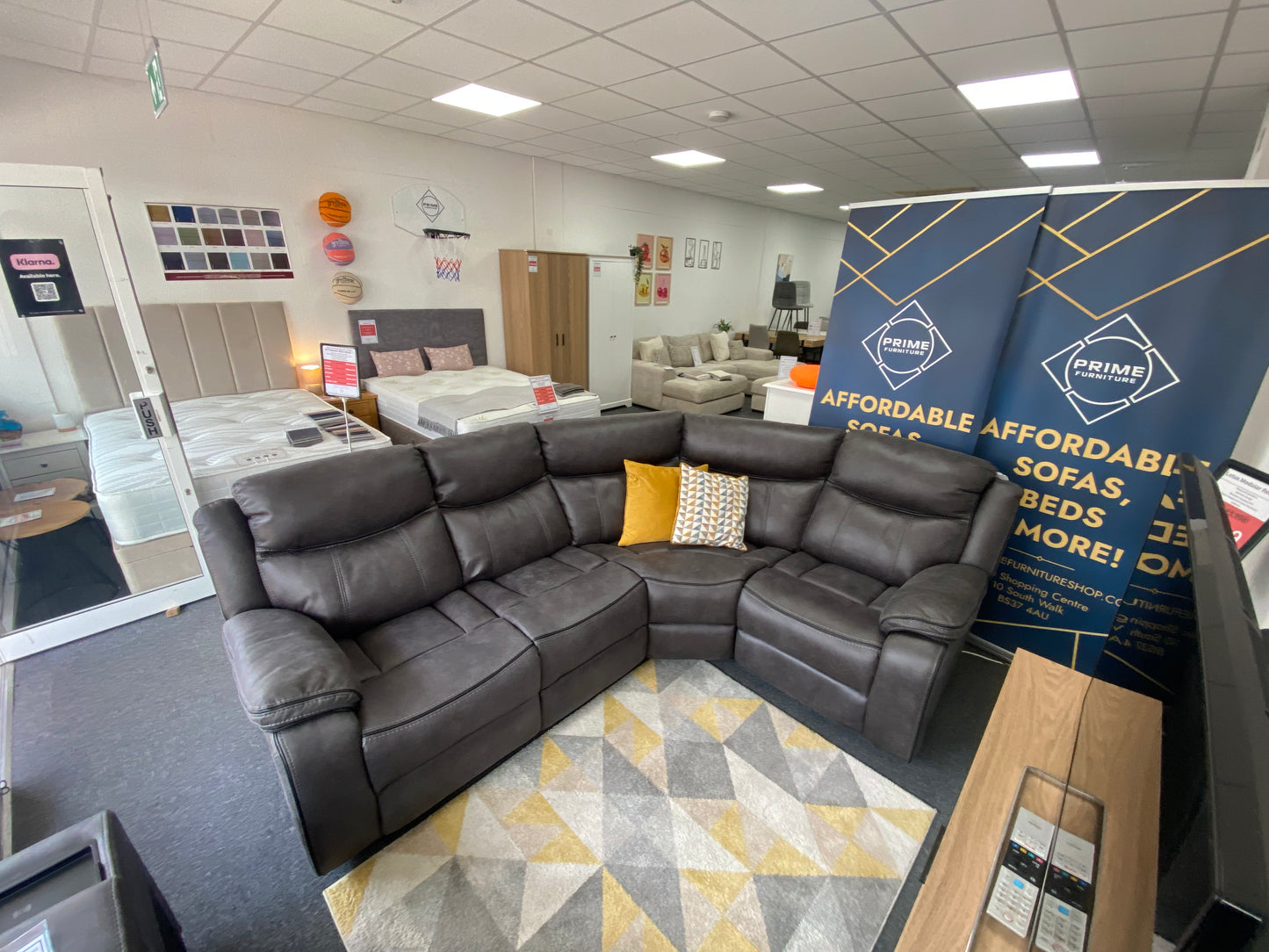 Lotus L-shaped corner power recliner sofa without console, alternate angle