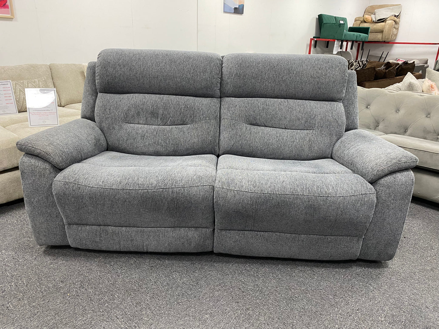 Grey Manual 3-Seater Recliner #U1377