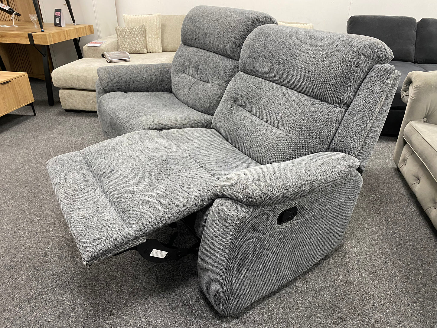 Grey Manual 3-Seater Recliner #U1377