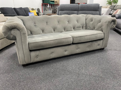Plush Grey 3-Seater Chesterfield sofa #U1376