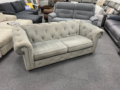 Plush Grey 3-Seater Chesterfield sofa #U1376