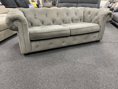 Plush Grey 3-Seater Chesterfield sofa #U1376
