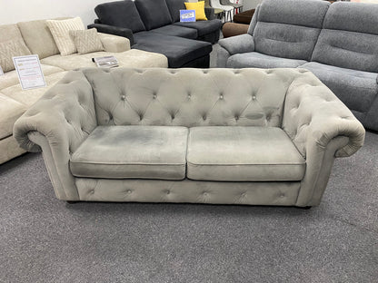 Plush Grey 3-Seater Chesterfield sofa #U1376