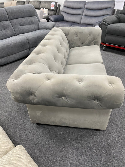 Plush Grey 3-Seater Chesterfield sofa #U1376