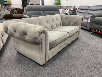 Plush Grey 3-Seater Chesterfield sofa #U1376