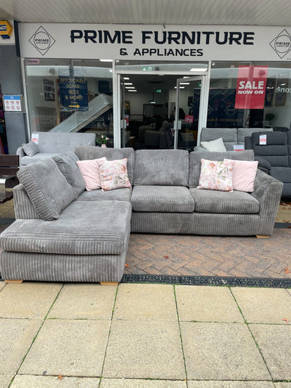 DFS Grey Corded LHF Corner Sofa #U1379