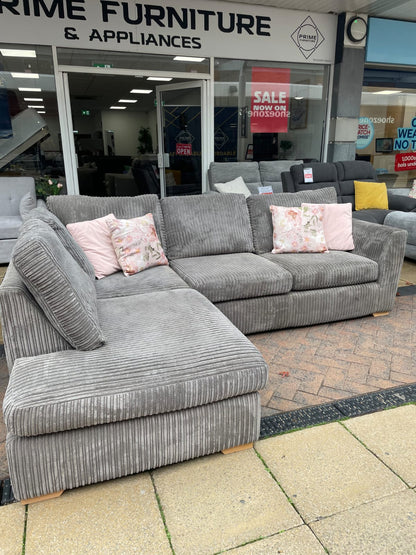 DFS Grey Corded LHF Corner Sofa #U1379
