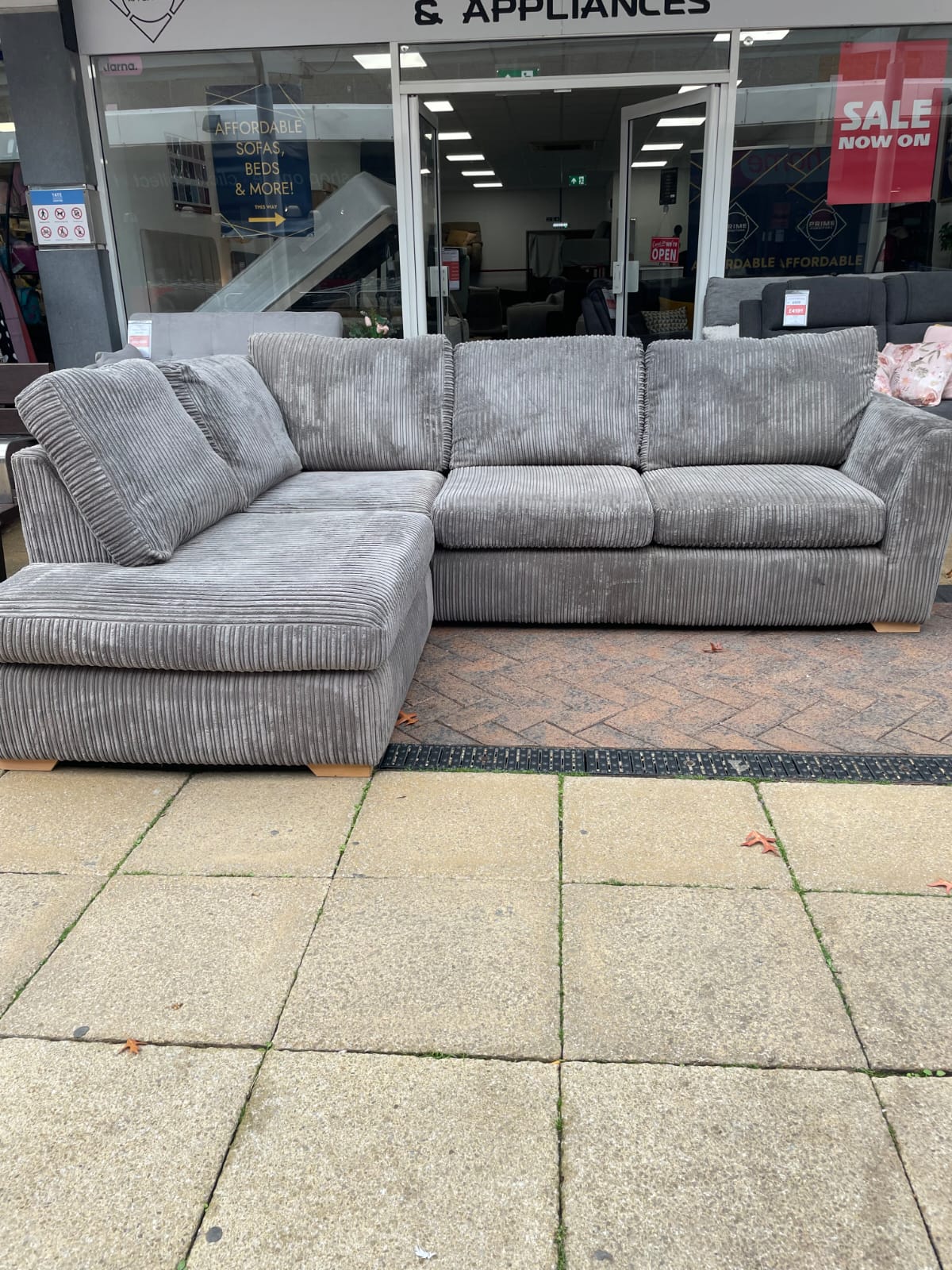 DFS Grey Corded LHF Corner Sofa #U1379