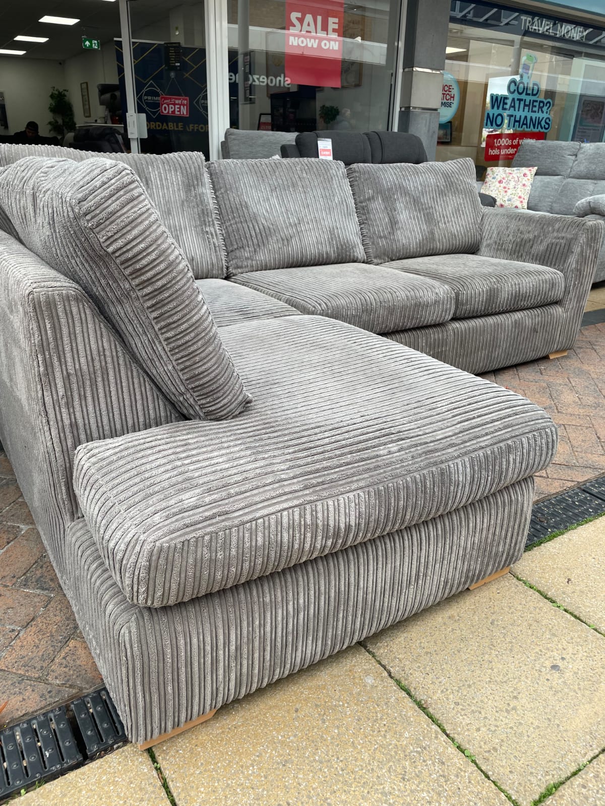 DFS Grey Corded LHF Corner Sofa #U1379